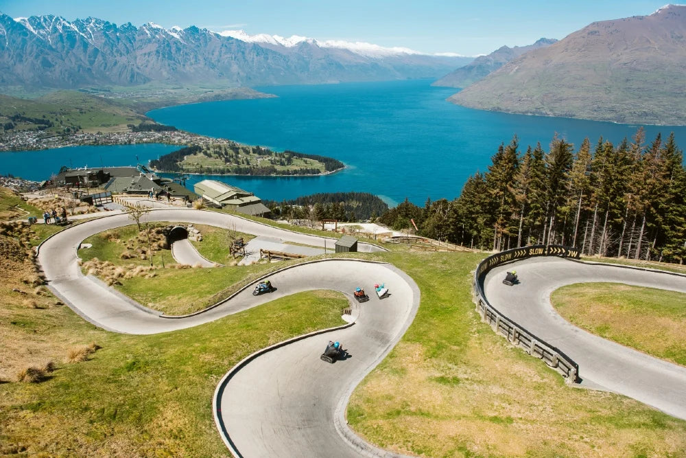 Skyline Luge track winding above Lake Wakatipu